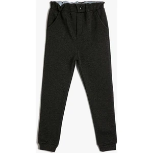 Jogger Eşofman Altı Beli Lastikli Cepli Fırfır Detaylı Şardonlu Pamuklu