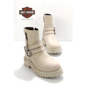 Harley Davidson Beige Leather Kadın Bot & Bootie HD0777055603