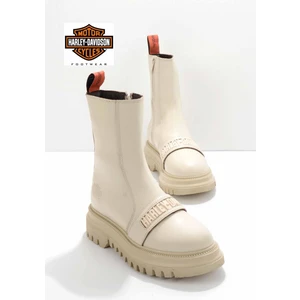Harley Davidson Beige Leather Kadın Bot & Bootie HD0777054903
