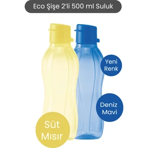 Eco Şişe 2li 500 ml Suluk Süt Mısır ve Deniz Mavisi Okul Matara