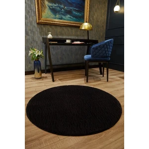 Enva Home Jel Taban Yıkanabilir Yolluk Daire Overloklu Uzun Tüylü Peluş Post Siyah