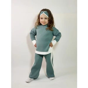 Meriç Bebe Triko Alt-Üst ve Saç Bantlı Tunik 3lü Takım