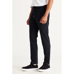 ALTINYILDIZ CLASSICS Erkek Lacivert Slim Fit Dar Kesim Yan Cepli Beli Lastikli Bağlamalı Pantolon