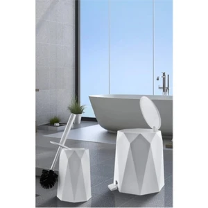 Lees home Beyaz 2'li Banyo Seti Plastik 5 Lt Çöp Kovası ve Tuvalet Fırçası