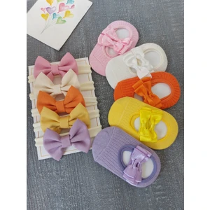 Pempem Bandana Kız Bebek Babet Çorap Fiyonk Saç Bandi Takim