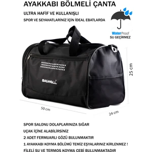 Orta Boy Ayakkabı Bölmeli Spor Seyahat ve Fitness Çantası