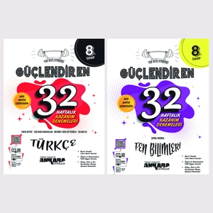 Ankara Yayıncılık 8.Sınıf  Türkçe + Fen Bilimleri 32 Haftalık Güçlendiren Kazanım Denemesi Seti