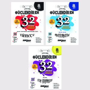 Ankara Yayıncılık 8.Sınıf  Türkçe + Matematik + Fen Bilimleri 32 Haftalık Güçlendiren Kazanım Denemesi Seti
