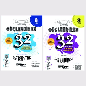 Ankara Yayıncılık 8.Sınıf  Matematik + Fen Bilimleri 32 Haftalık Güçlendiren Kazanım Denemesi Seti 2025