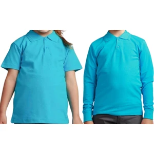 YHE Store Unisex Polo Yaka 2' Li T-Shirt Uzun Kol + Kısa Kol