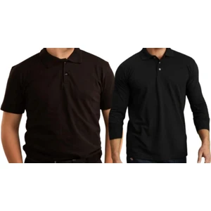 YHE Store Unisex Polo Yaka 2' Li T-Shirt Uzun Kol + Kısa Kol