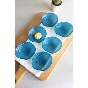 Mavi Deniz Kabuğu Cam Kase Çerezlik 10 x 9 cm 6'lı