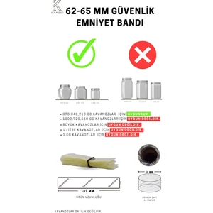Standart Kavanoz Güvenlik Emniyet Bandı 100 Adet, 62-65 mm Ağız Çapına Uygun, 107x30 mm Boyut, Baskılı