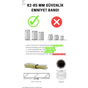Standart Kavanoz Güvenlik Emniyet Bandı 100 Adet, 82-85 mm Ağız Çapına Uygun, 137x30 mm Boyut , Baskılı