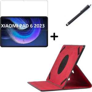 Xiaomi Mi Pad 6 11 Inç Uyumlu Dönebilen Lastikli Tablet Kılıfı Nano Ekran Koruyucu ve Kalem Seti