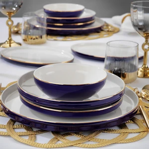 Adel Navy Blue Yemek Takımı-56 Parça-Lacivert