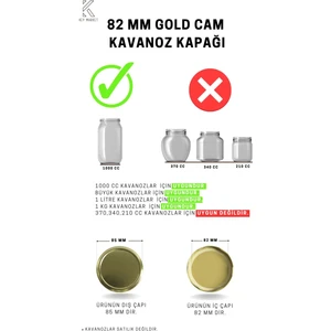 Key Market Gold Altın Sarısı Cam Kavanoz Kapağı 20 Adet 82 mm