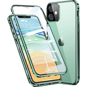 Forestl Digital Apple iPhone 11 Için Muti-Color Anti-Cratch Manyetik Kurulum Metal Çerçeve+Temperli Cam Tam Kaplama Telefon Kapağı (Yurt Dışından)