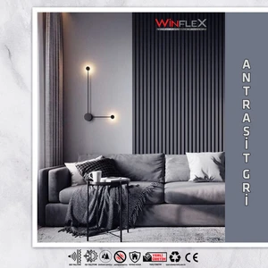 Winpanel Dekoratif Ahşap Duvar Paneli - Antrasit Renk (60X240CM). 