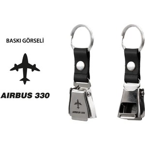 Airbus A330 Uçak Modelli Emniyet Kemeri Şişe Açacağı Özelliği Deri Havacılık Anahtarlık