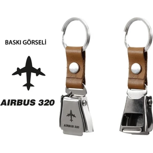 Airbus A320 Uçak Modelli Emniyet Kemeri Şişe Açacağı Özelliği Deri Havacılık Anahtarlık