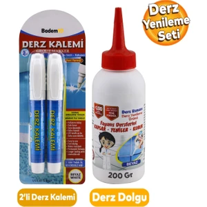 (3'lü Set) Fayans Beyaz Derz Boyama Kalemi Su Bazlı Hızlı Kuruyan + Fayans Arası Derz Dolgusu 200 gr
