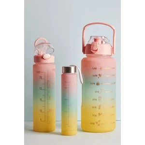 GUVENPLAST HOME CONCEPT Misale Motivasyonel 3'lü Su Matarası Suluk 2lt 900ML 300ML Tritan Sporcu Matara