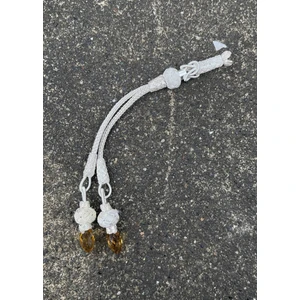 Gümüş Kazaziye Kristal Taşlı Ikili Tesbih Püskülü