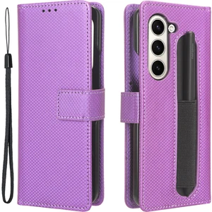 Samsung Galaxy Z Fold5 5g, Elmas Doku Cüzdanı Stand Telefon Kapağı Kalem Yuvası ile Deri Kılıf (Yurt Dışından)