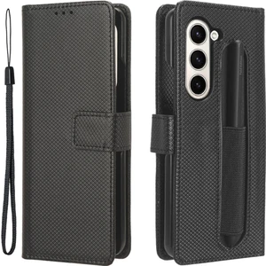 Samsung Galaxy Z Fold5 5g, Elmas Doku Cüzdanı Stand Telefon Kapağı Kalem Yuvası ile Deri Kılıf (Yurt Dışından)