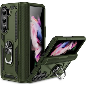 Samsung Galaxy Z Fold5 5g Tpu + Pc Telefon Kılıfı Halka Tutucu Kickstand Kapak ile Araç Montaj Metal Levha (Yurt Dışından)