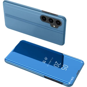 Samsung Galaxy S23 Fe Ayna Yüzey Kabuğu, Elektrokaplama Görünümü Pu Deri Kılıf Telefon Stand Kapağı (Yurt Dışından)