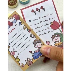 Kağıt Gemi Dükkan Sevimli Kız Sarı ve Kırmızı 2'li Post-It/ Sticky Note / Sticker/yapışkanlı Not Kağıdı/bullet Journal