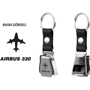 Airbus A320 Uçak Modelli Emniyet Kemeri Şişe Açacağı Özelliği Deri Havacılık Anahtarlık