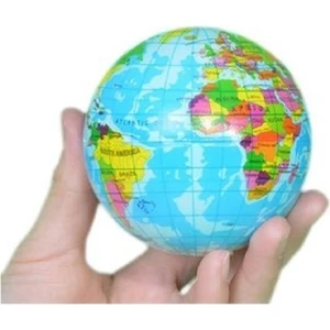 Dünya Haritalı Stres Topu - Kedi & Köpek Oyun Topu - Relax Top - Parmak Eğitmeni, Çap: 6,3 cm