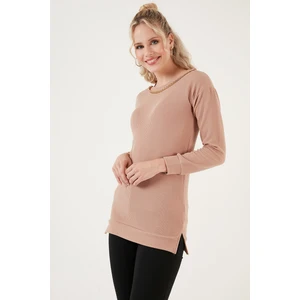 Zincir Detaylı Regular Fit Bisiklet Yaka Esnek Bluz Bayan Bluz 5865347