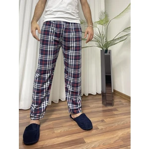 Erkek  Pamuk Cepsiz Beli Lastikli Pijama Altı Eşofman Lacivert Beyaz Çizgili