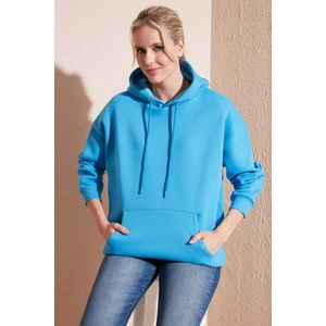 Regular Fit Pamuklu Kapüşonlu Yaka Şardonlu Kışlık Sweat Bayan SWEAT 5863854