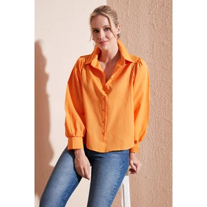 Regular Fit Balon Kollu Poplin Gömlek Bayan Gömlek 611GO0153