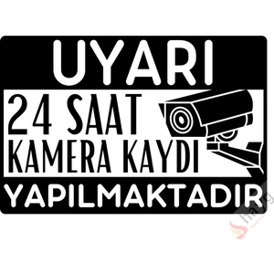 Hayg Equipment 24 Saat Kamera Kaydı Yapılmaktadır Uyarı Levhası - Metal  Siyah Dikkat Tabelası - 15cm x 22,5cm