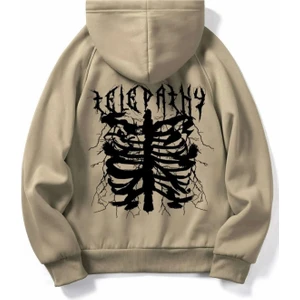 Amor Man Büyük Beden Kapüşonlu Telepathy Baskılı Pamuk Salaş Erkek Sweatshirt