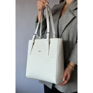 Just Polo Büyük Boy 31 cm * 30 cm 4 Bölmeli Günlük Kullanıma Uygun Tote Bag Kadın Omuz Çantası 4067 Beyaz