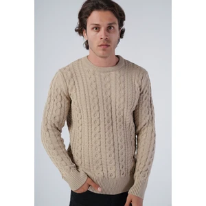 Trist Star Erkek Saç Örgülü Pamuk Bisiklet Yaka %100 Pamuk Kazak