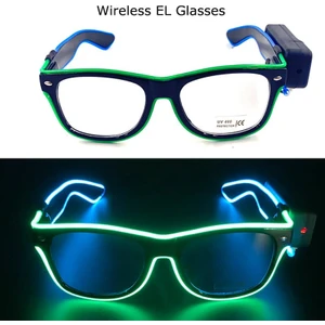 Kablosuz Glow Sunglass Light Up LED Gözlük El Yanıp Sönen Aydınlık Gözlük Düğün Doğum Günü Dekorasyon Glow  Green Blue