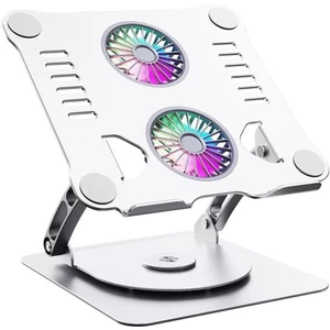 ST-801D Çift Fanlı Alüminyum Katlanabilir 360 Derece Dönebilir Laptop Dizüstü Macbook Standı