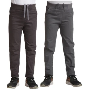 YHE Store Unisex Çocuk Rahat Kalıp Ribana Bel Canvas Keten Okul Pantolonu 2 Adet