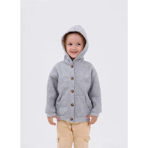 Cillop Butik Erkek Çocuk Kapüşonlu Cepli Düğmeli Kapamalı Şardonlu Hırka