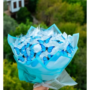 By Shopping LED Işıklı Kelebek Buketi - Kalite Büyük Boy Buket - Hediyelik -Mavi Kelebek Buketi - Sevgiliye -