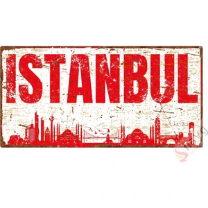 Hayg Equipment Istanbul Vintage Pas Görümlü Metal Levha - Dekoratif Alüminyum Tabela 10CM x 20CM