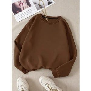 Kadın Düz Bisiklet Yaka Sweatshirt